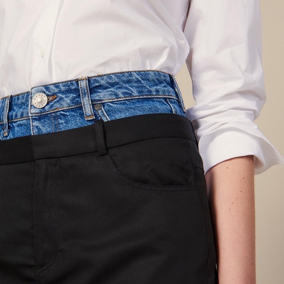 Sandro Paris Layered Denim Skirt In Blue size 4 - Picture 3 of 12